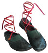 This is a thumbnail image of a pair of handmade shoes called "Party Shoes with Red Ankle Ties".